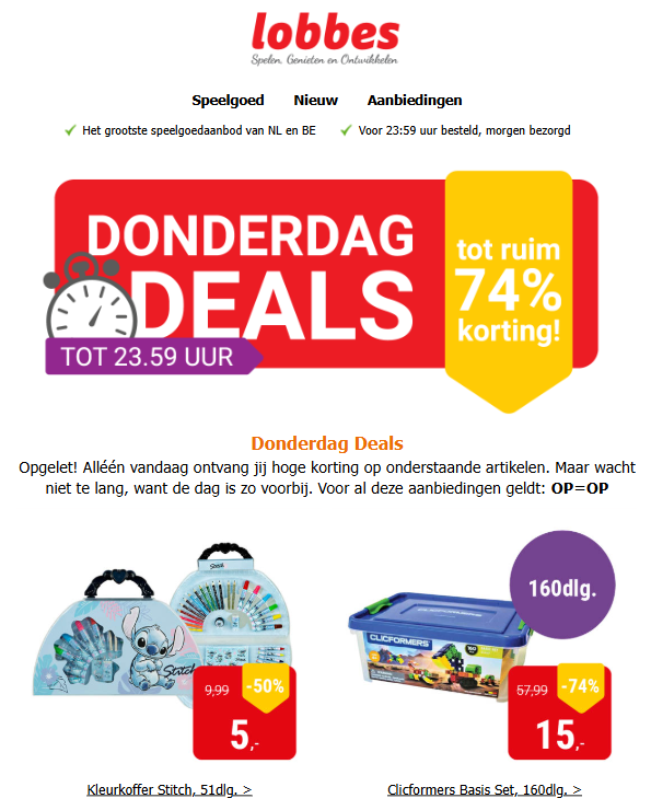 Donderdag deal bij Lobbes ✨ tot -74%